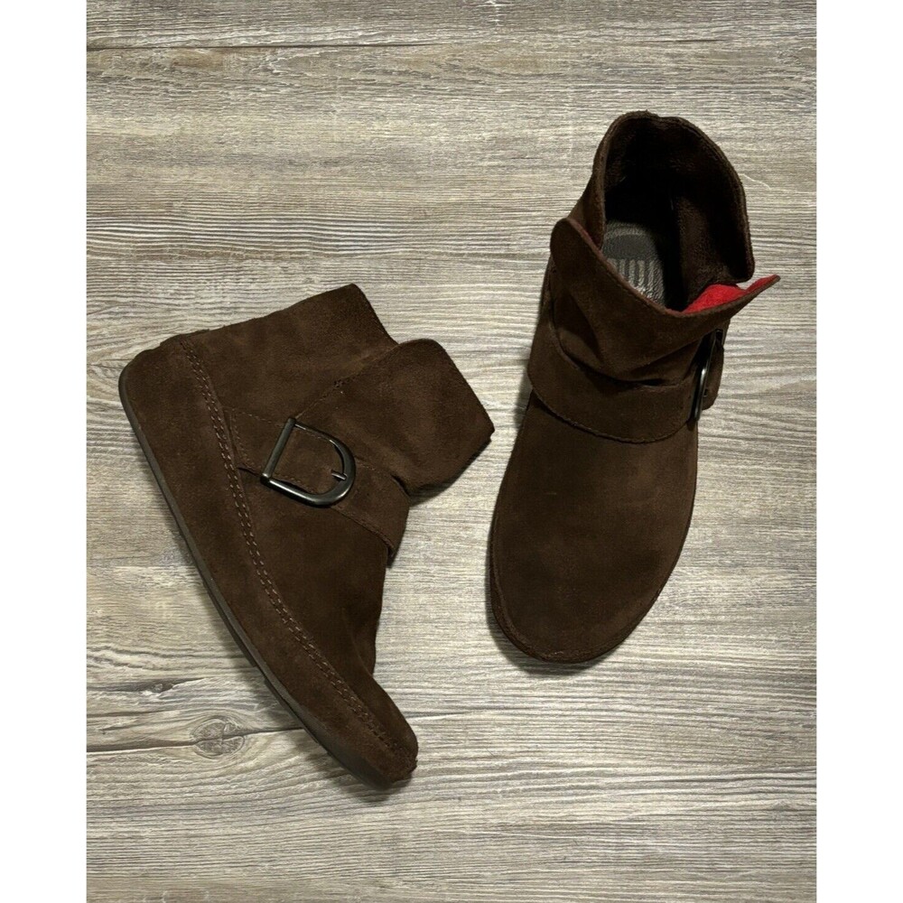 Fitflop Womens Dash Suede Boots Size 7 US 38 EU Brown Slip On Bootie Comfort